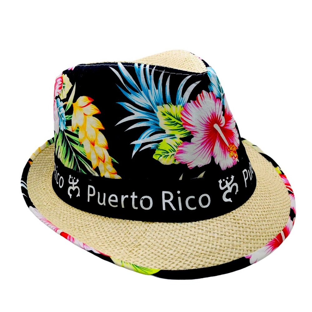 NWT TROPICAL HAT WITH PUERTO RICO RIBBON ON THE BRIM. ONESIZE
